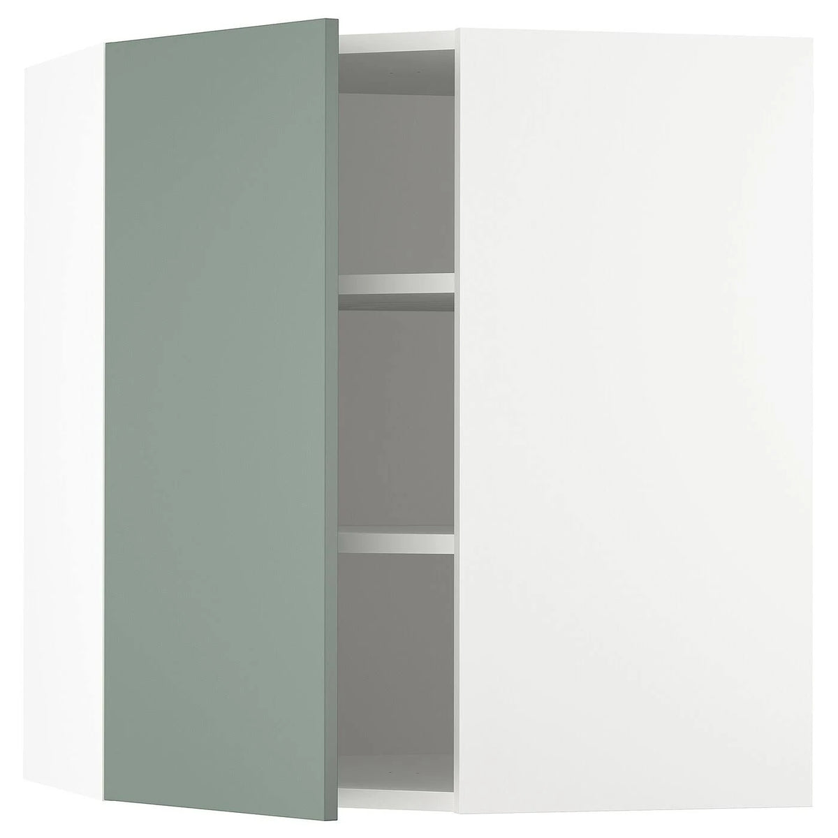 Corner Wall Cabinet with Shelves, White Gray-Green P6365
