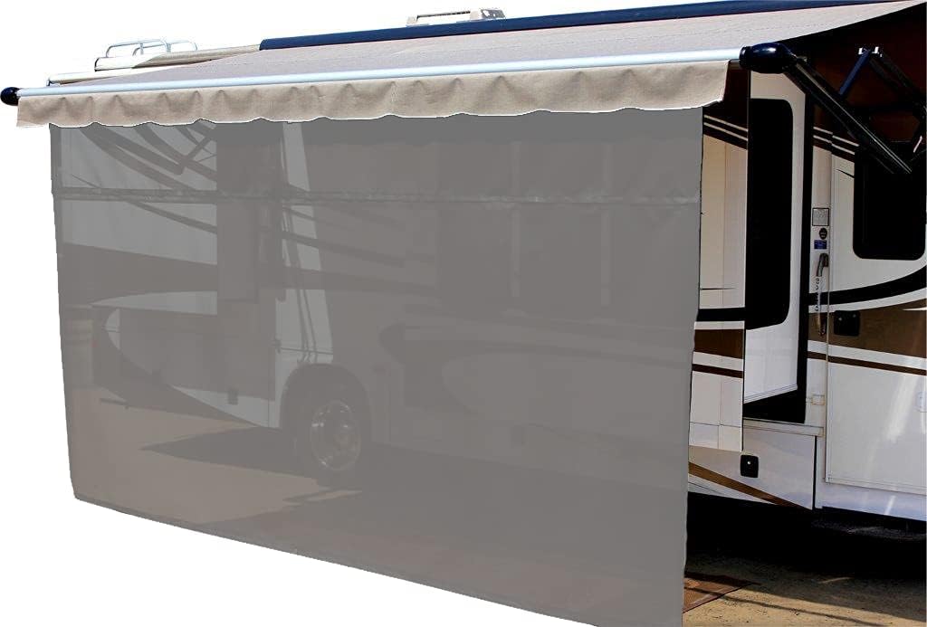 17' x 8' Brown Solar Mesh Sun Shade for RV Awning Q551298