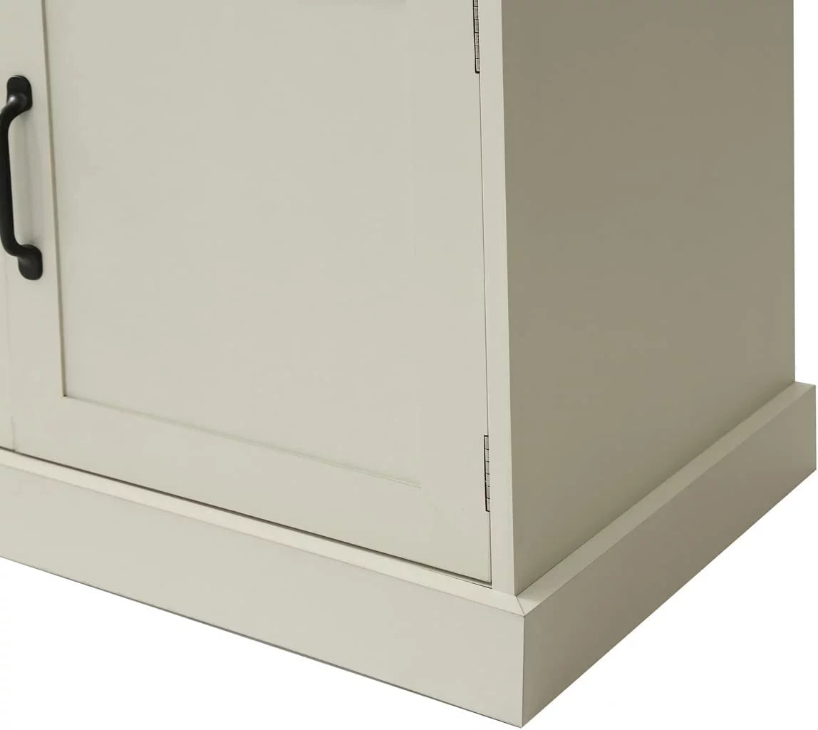 Beige Hall Tree with Upholstered Bench and Coat Rack Z73469