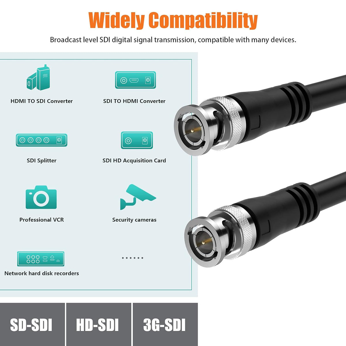 3G SDI Cable 100ft BNC Cable 75 Ohm Y2469