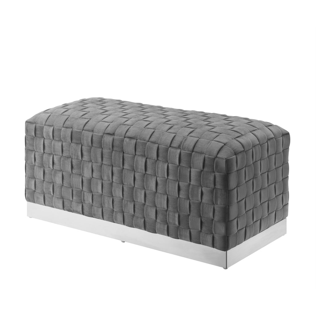 Gray & Silver Upholstered Bedroom Bench V5824