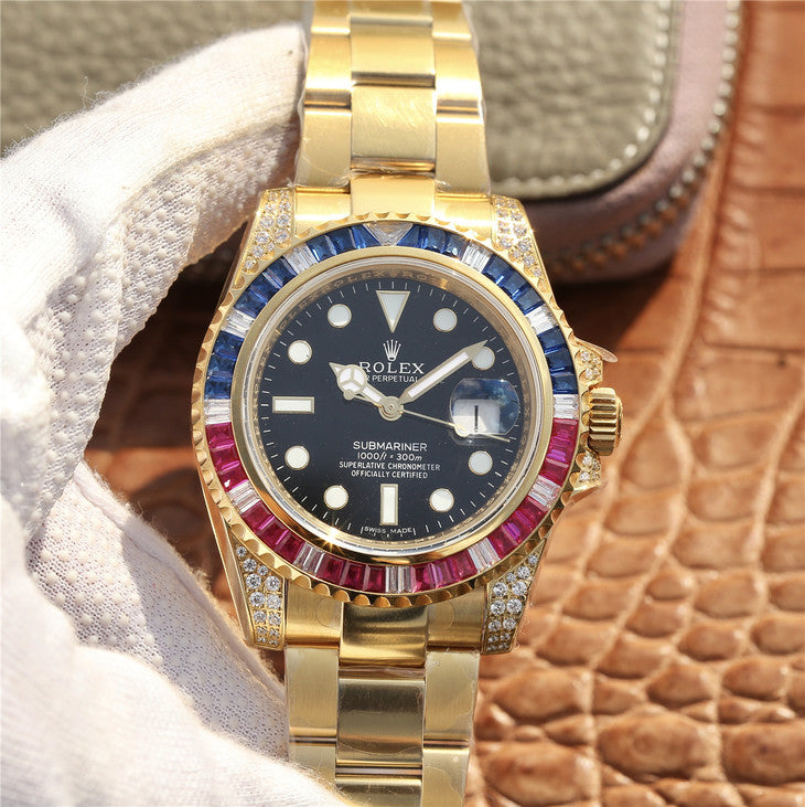 Golden Blue Red Diamond Black Dial 40mm G32503