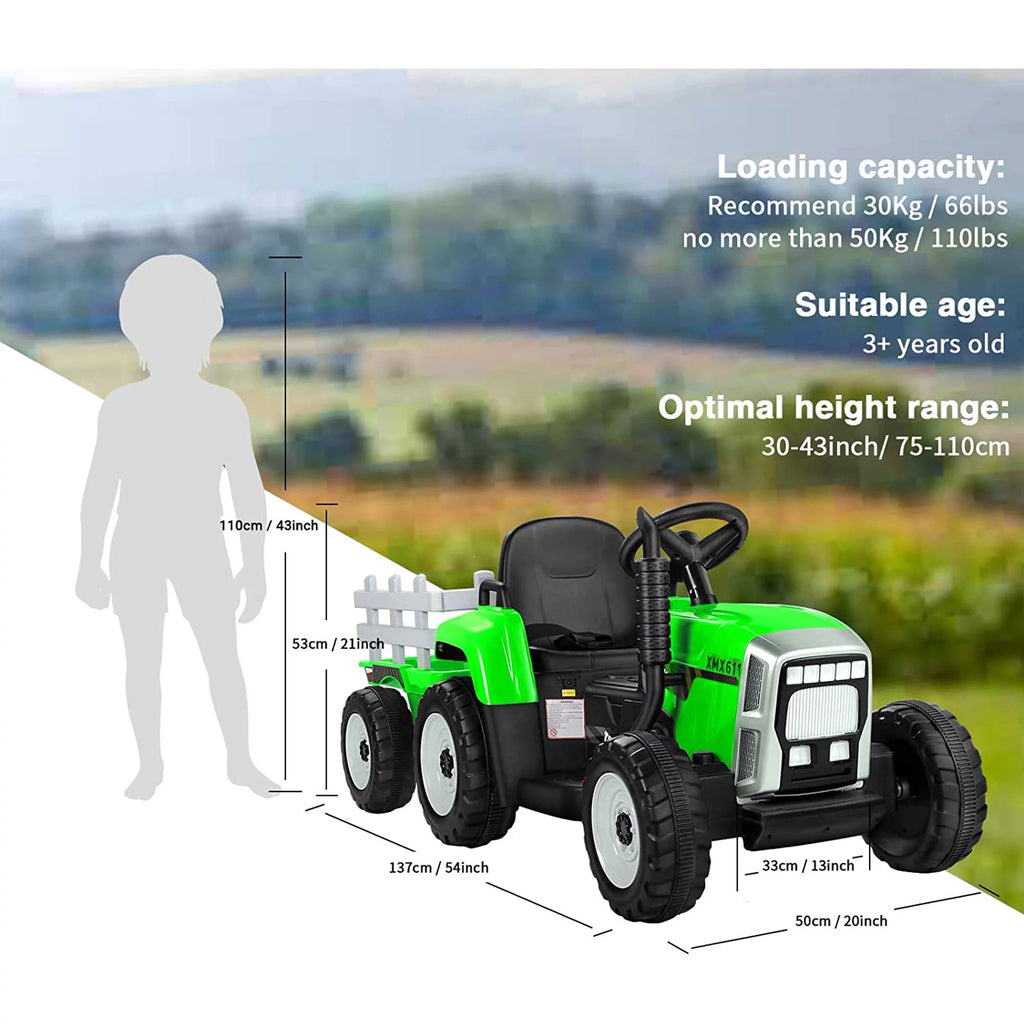 12V Kids Ride On Tractor with Trailer S29325