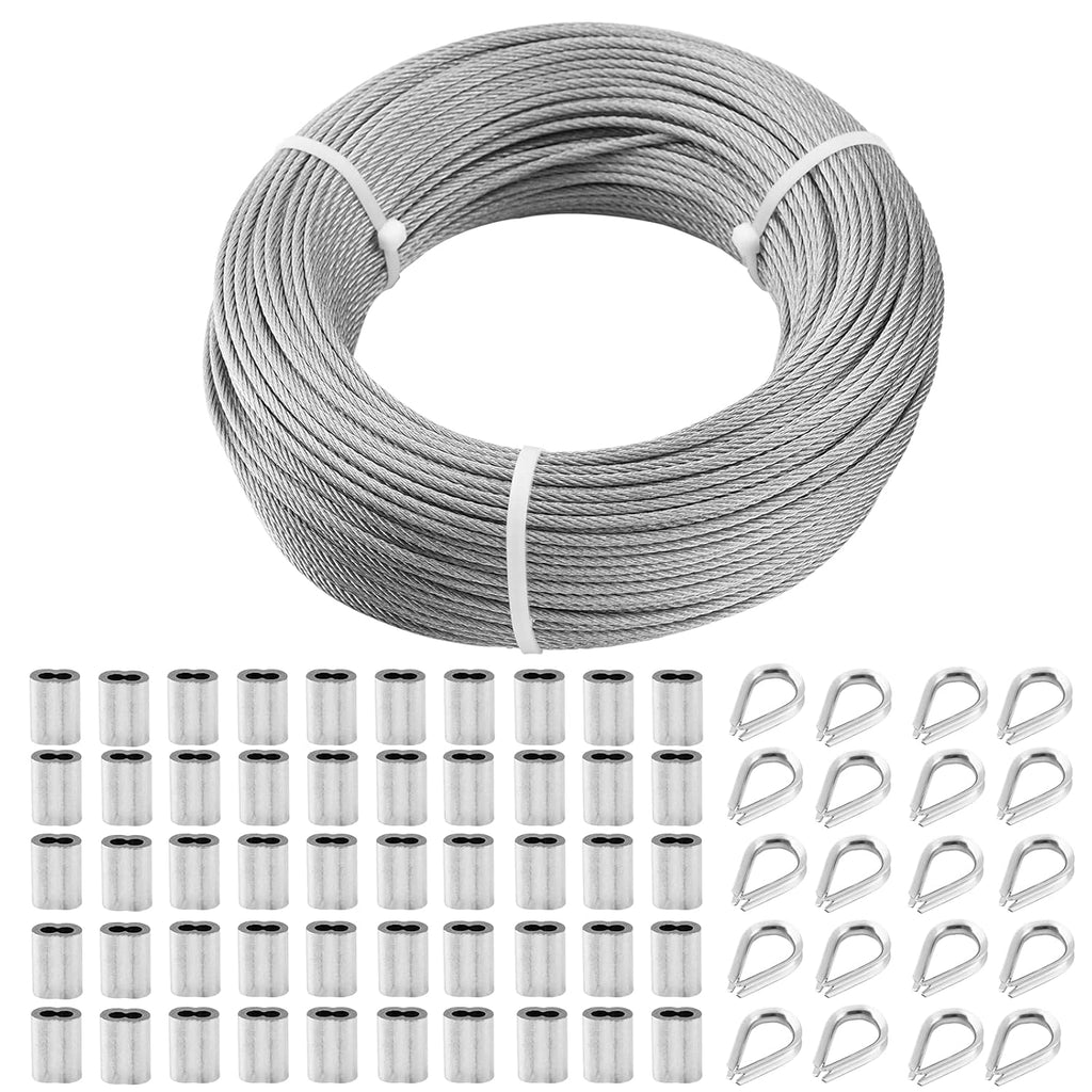 1/8 Stainless Steel Aircraft Cable Kit with Thimble and Crimping Sleeves T871