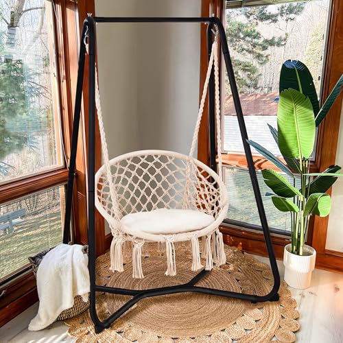 Hammock Chair with Stand, 330 lbs Capacity, Grey N520695