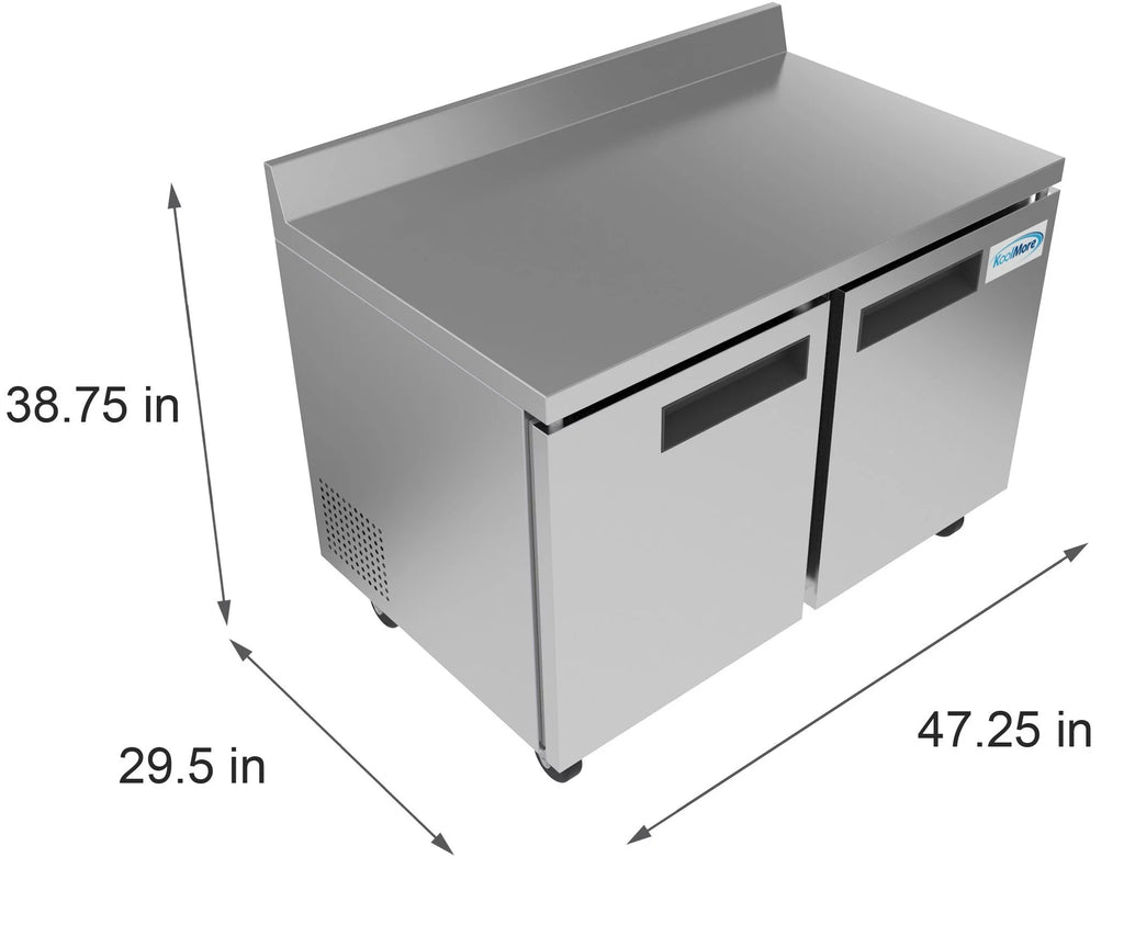 48 in. Two-Door Worktop Refrigerator with Backsplash N348