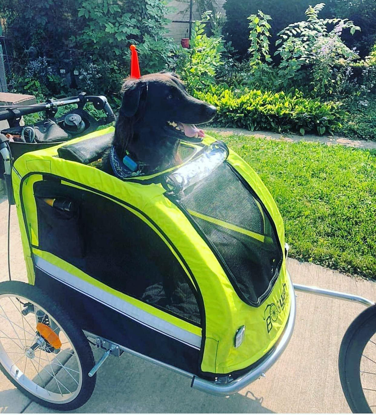 Large Pet Bike Trailer Dog Stroller with Shocks Green Yellow E601
