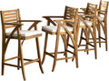 Acacia Wood Outdoor Barstools, 4-Pcs Set D627