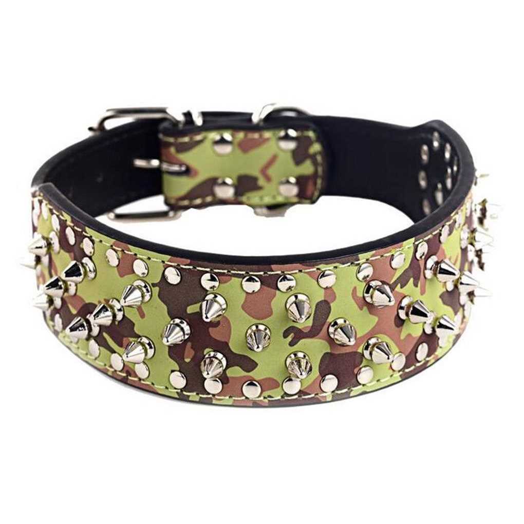 Pu Leather Adjustable Spiked Studded Dog Collar F2548