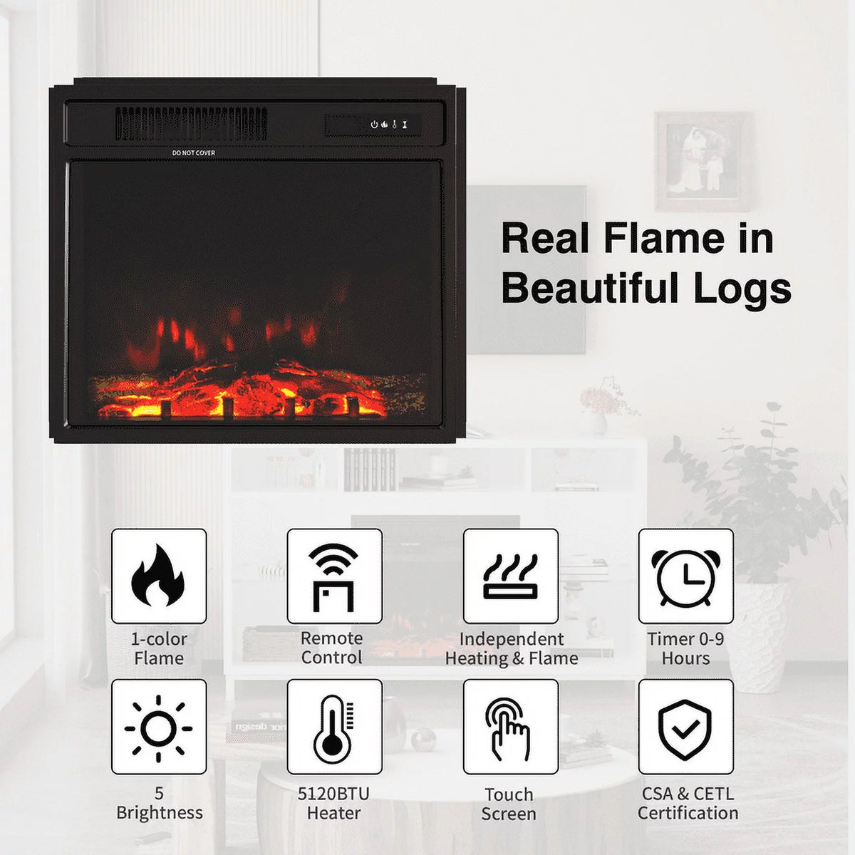 47'' TV Stand with 18" Electric Fireplace U8045