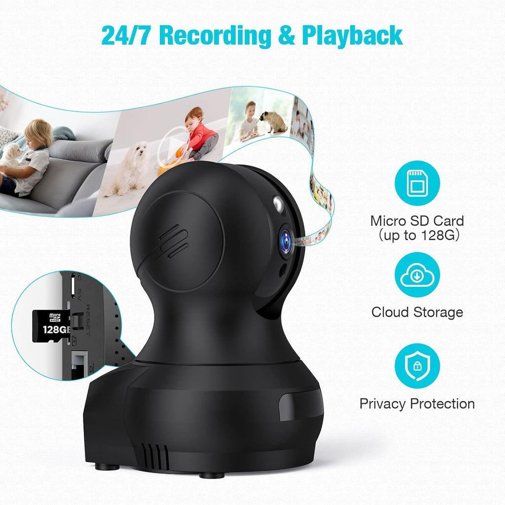 2K WiFi Pet Camera with Night Vision, Pan Tilt Zoom, Pack of 2 W57592