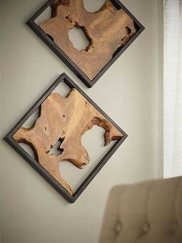 Black Frame Teak Wood Wall Tile U633377