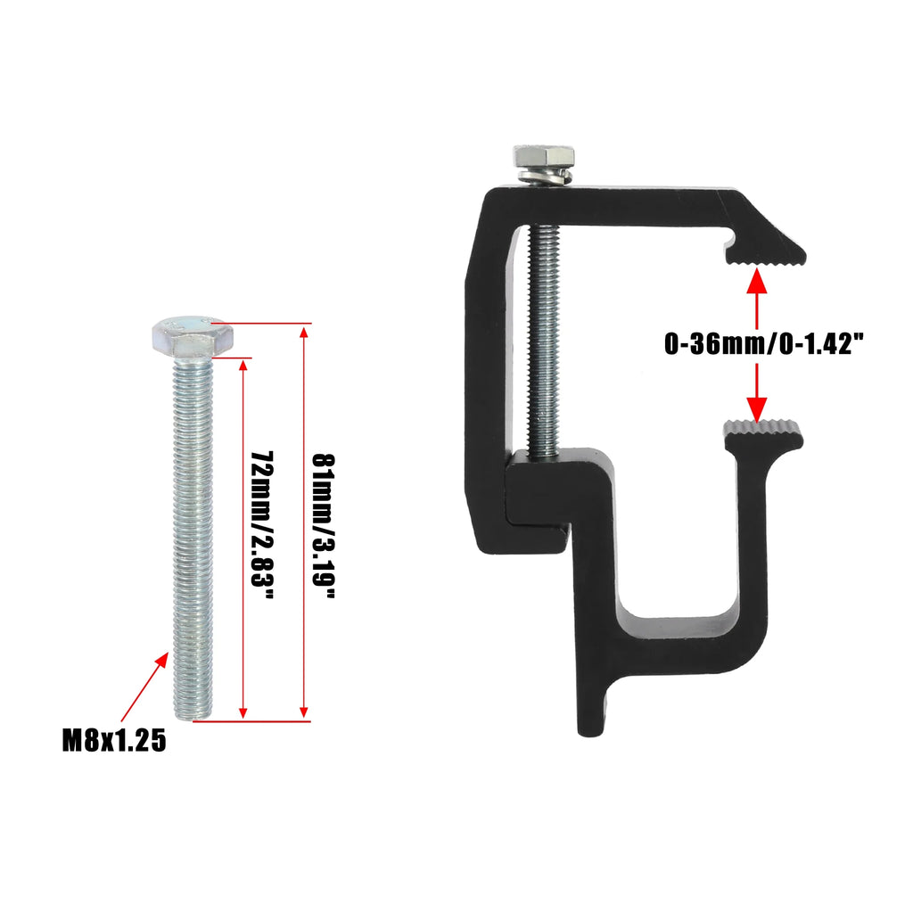 Black Aluminium Alloy Truck Cap Mounting Clamps, 4 Pcs U45035