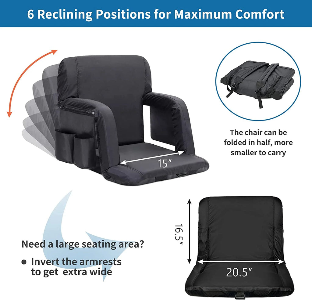21" Wide Folding Stadium Seat with Back Support, 2 Pack O1975