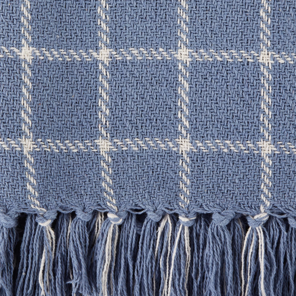 Stonewash Blue Checked Plaid Throw V531