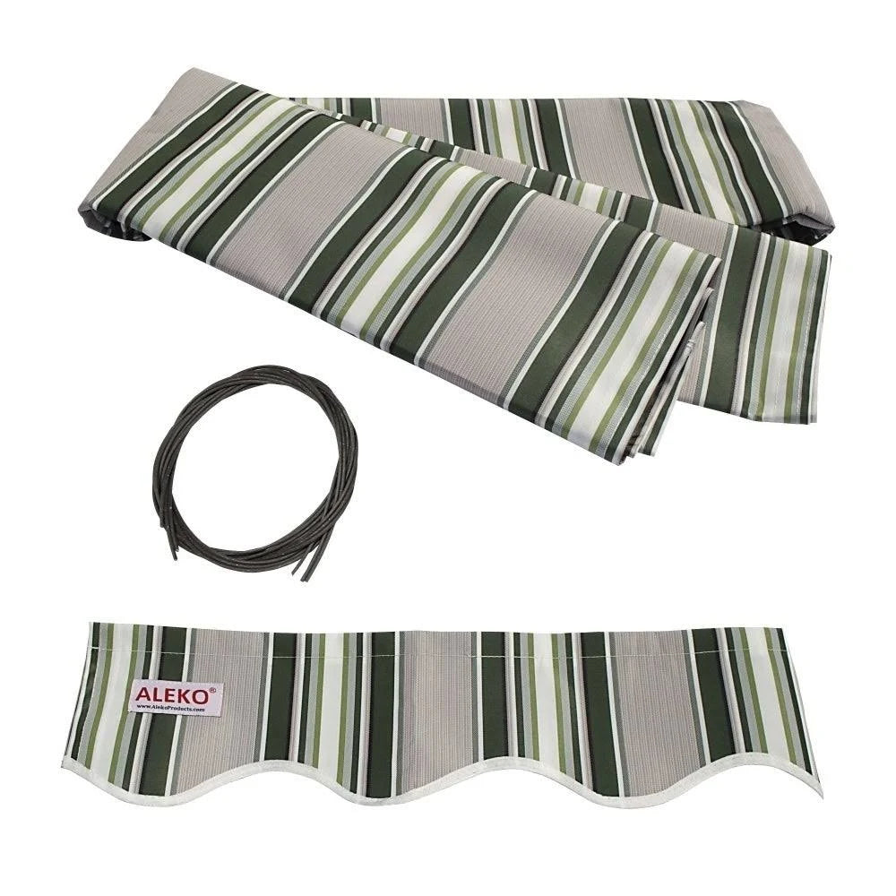 13 x 10 Feet Multi-Striped Green Retractable Patio Awning G15539