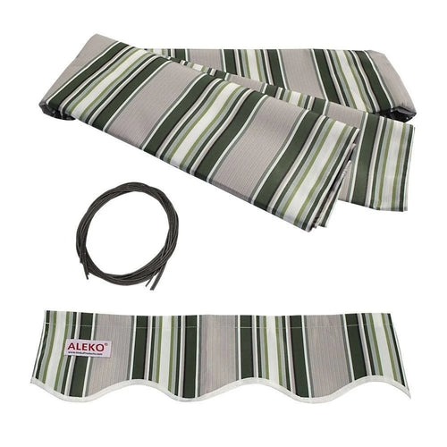 13 x 10 Feet Multi-Striped Green Retractable Patio Awning G15539