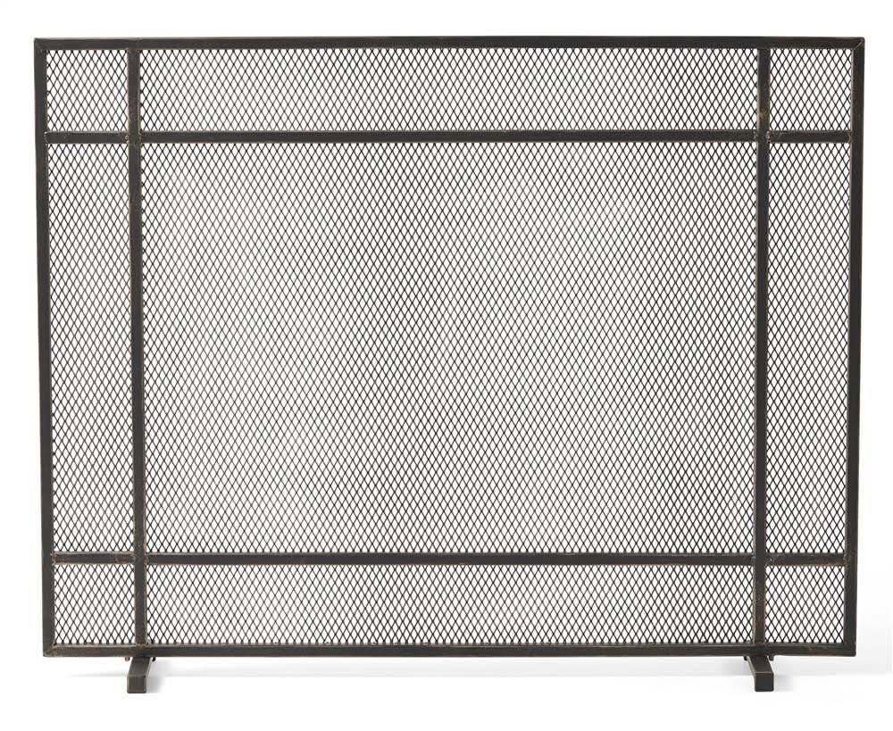 Black Brushed Gold Single Panel Iron Fire Screen C1533
