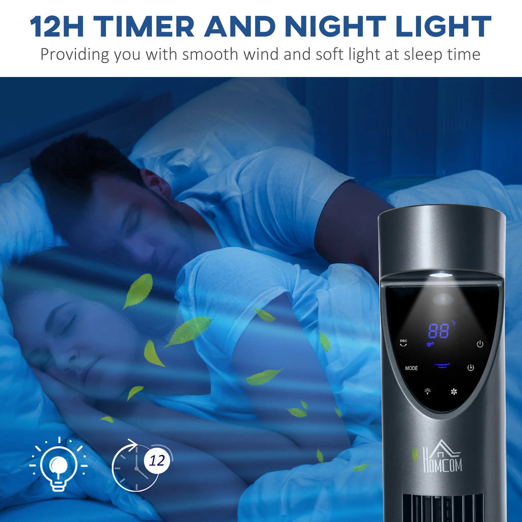 Grey Oscillating Tower Fan with Air Filter J6529