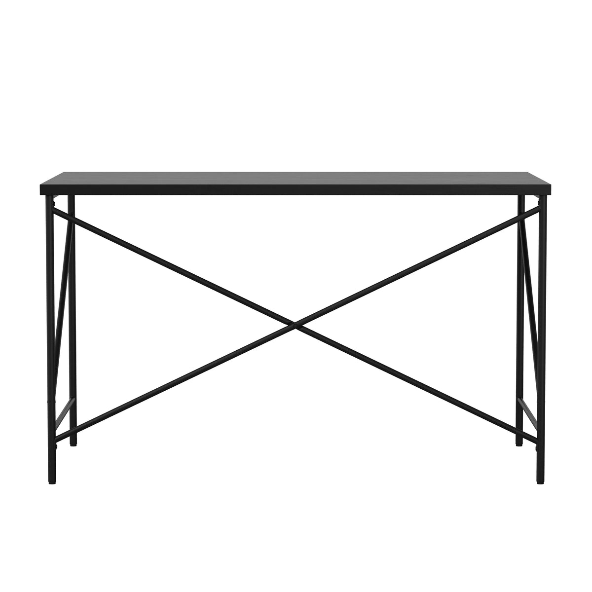 Black Wood Grain Parsons Desk with Metal X-Frame Y7546