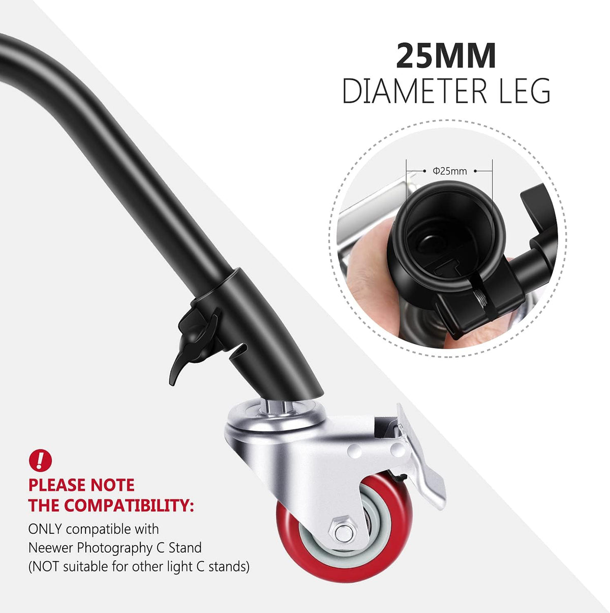 3-Pack Swivel Caster Wheels Set with 75mm Diameter, Durable Metal Construction and Rubber Base (Black) D998