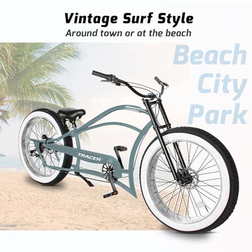 Stretch Beach Cruiser Bike with 7 Speed, Alloy Fat Rims and Fat Tires D87401