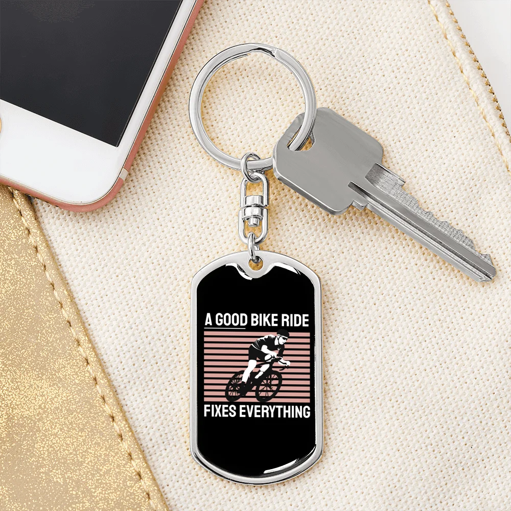 Stainless Steel or 18k Gold Swivel Dog Tag Keychain L38493