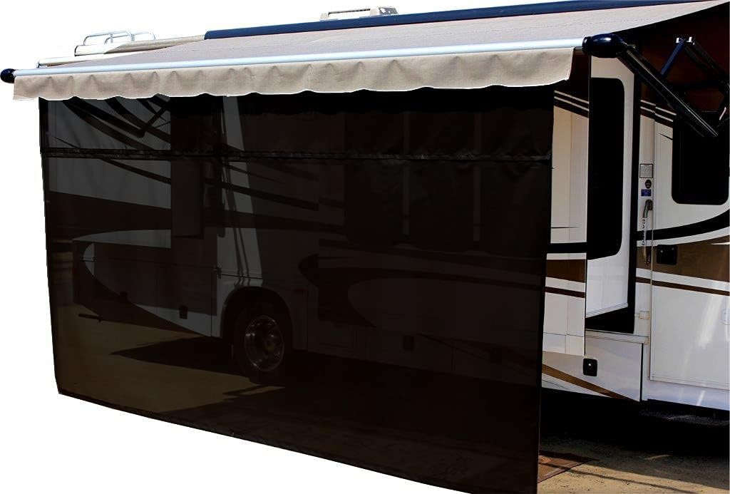 17' x 8' Brown Solar Mesh Sun Shade for RV Awning Q551298