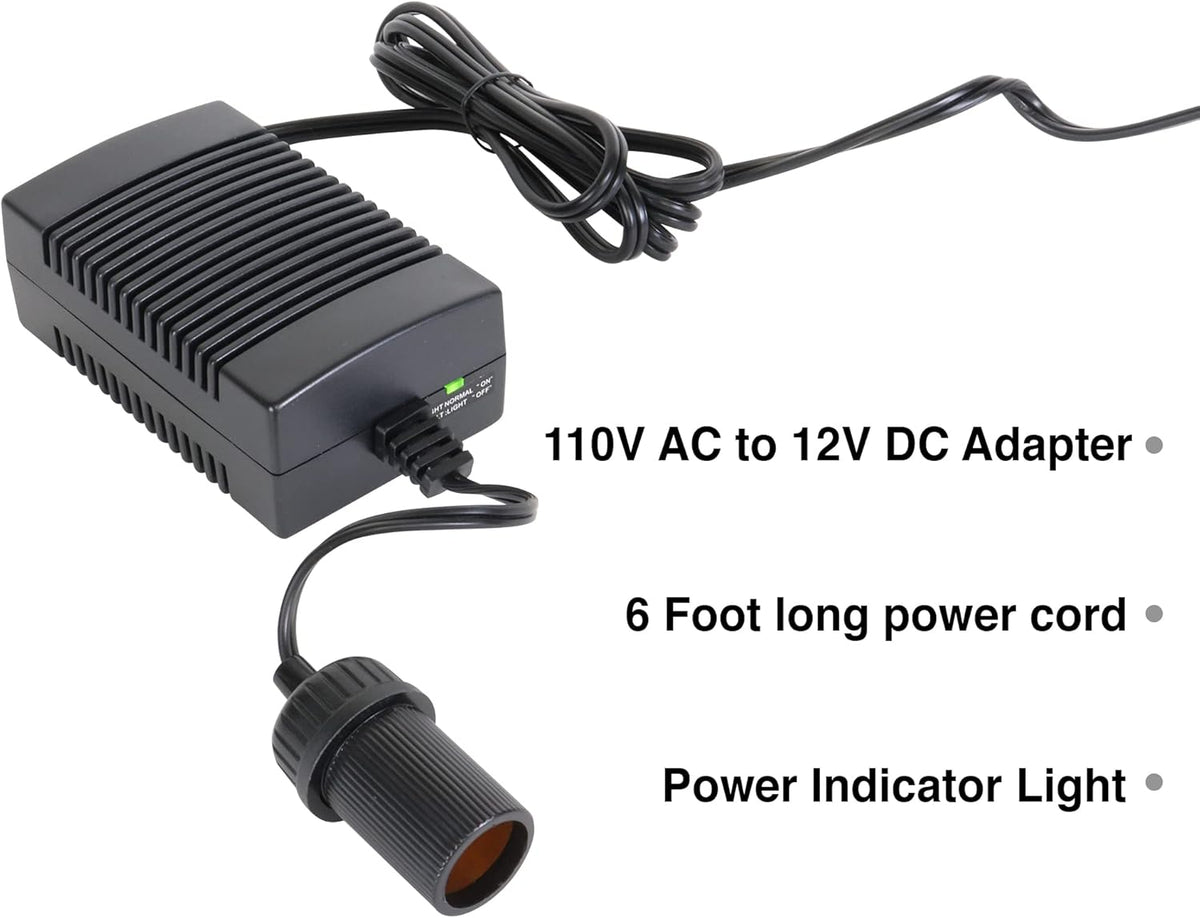 AC to DC converter, 110V to 12V power adapter with circuit breaker, 6ft cord X40590