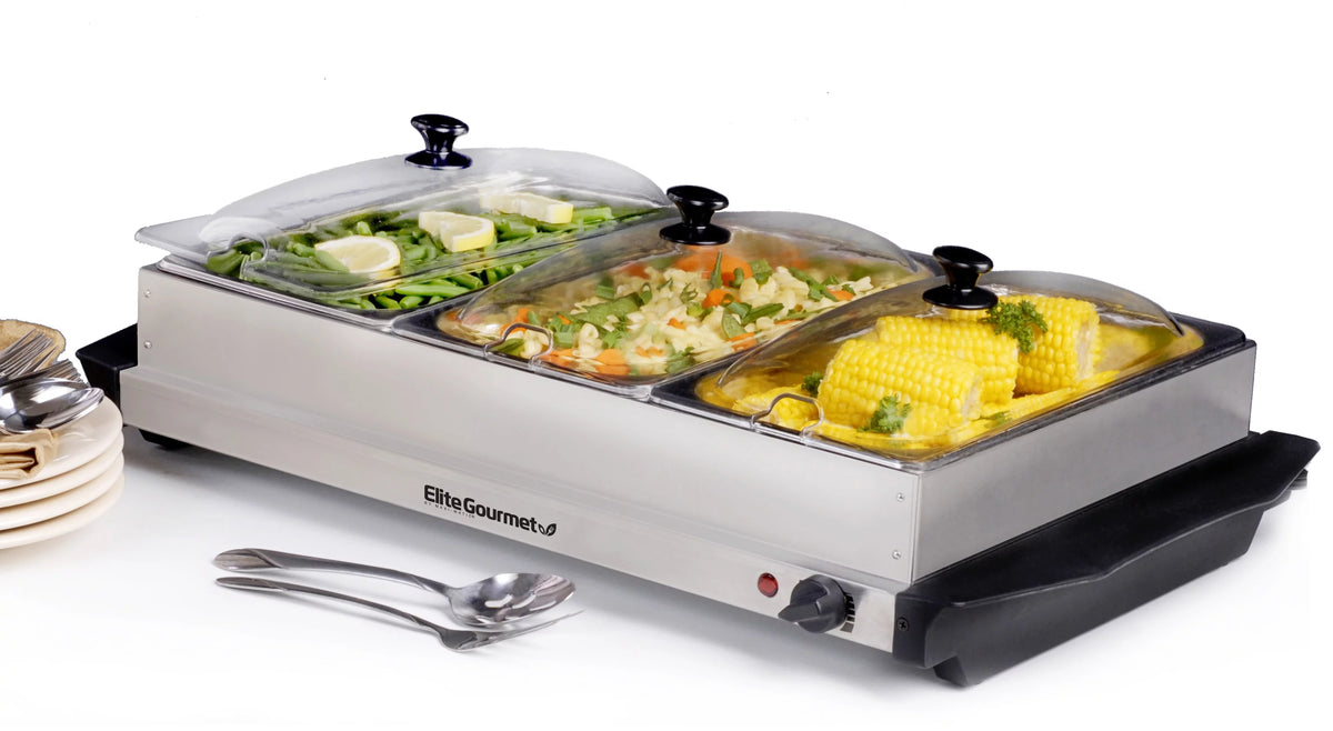 3 x 2.5 Qt. Stainless Steel Electric Buffet Server Z30941