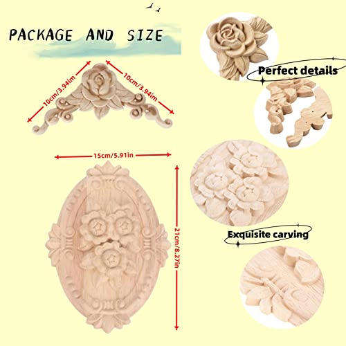Wood Appliques Onlays Unpainted Wood Carving Decoration G942044