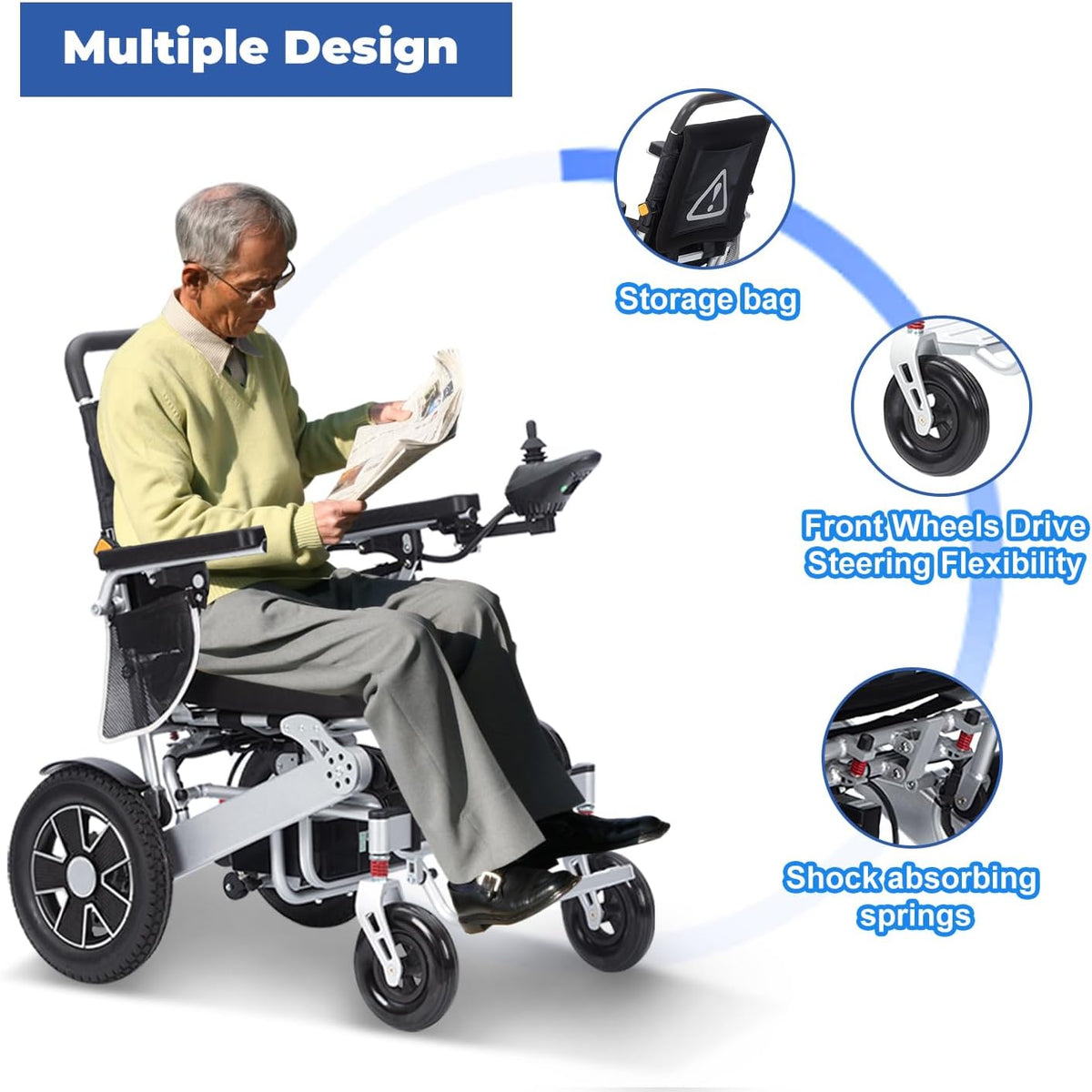 Lightweight Folding Electric Wheelchair with 20 Miles Range D17383