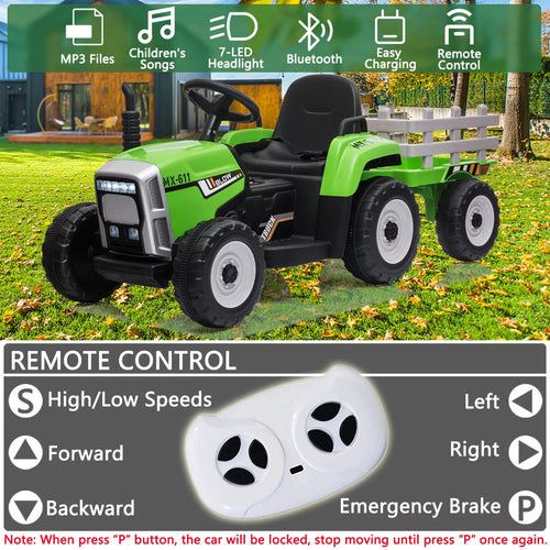 12V Kids Ride On Tractor with Trailer S29325