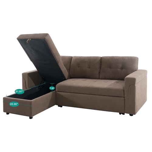 Dark Gray Velvet Reversible Sleeper Sectional Sofa F68340