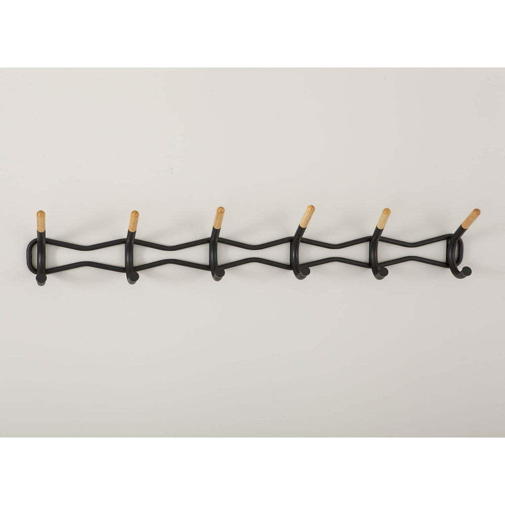6 Hook Black Coat Wall Rack K9455