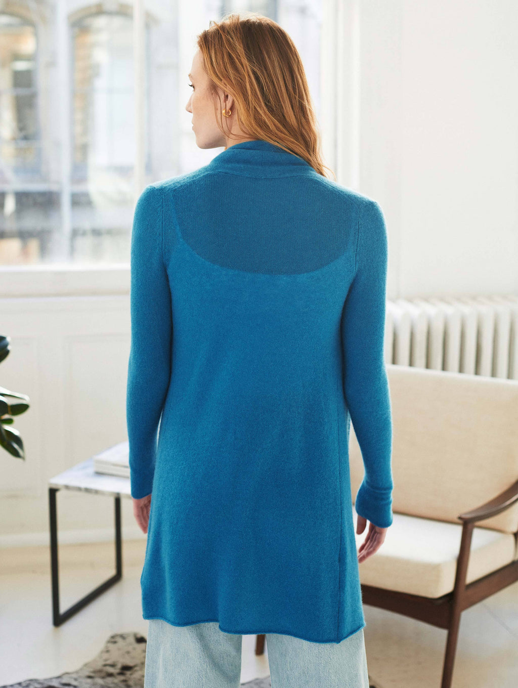 Blue Cashmere Trapeze Cardigan V99655