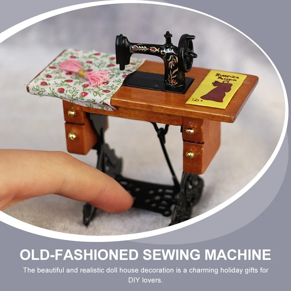 Metal Mini Dollhouse Sewing Machine Decor Z4841