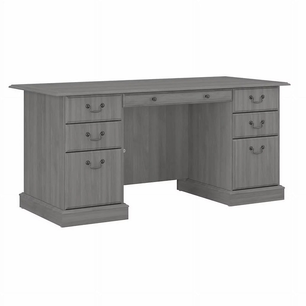 Gray Wood Executive Desk with Drawers O722