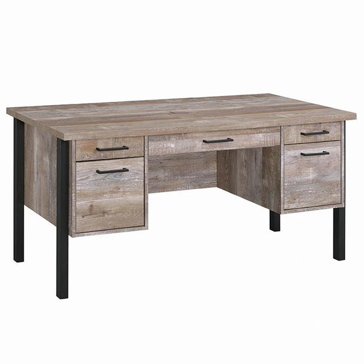 4-drawer Weathered Oak Office Desk Y5504