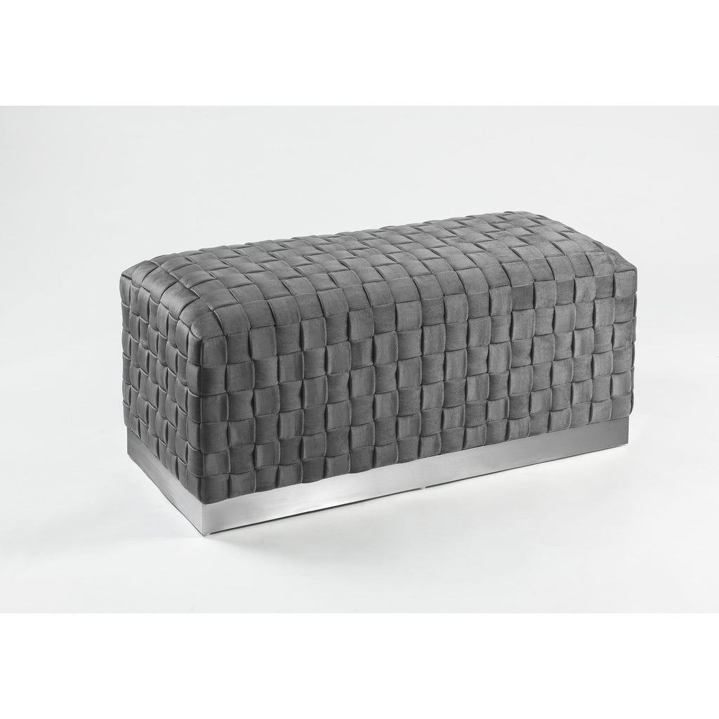 Gray & Silver Upholstered Bedroom Bench V5824