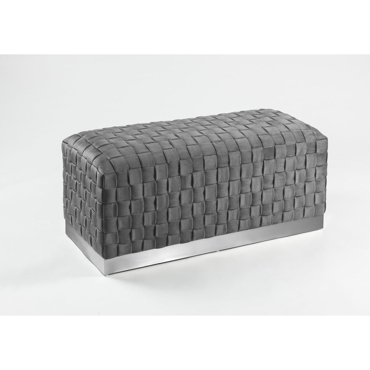 Gray & Silver Upholstered Bedroom Bench V5824