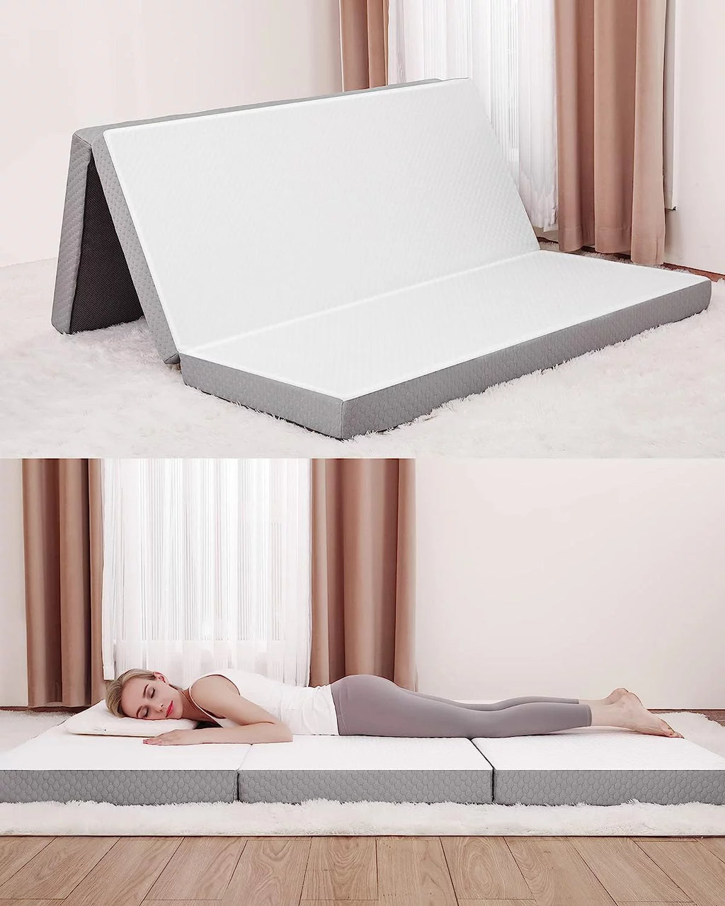 Queen Size 4 inch Foldable Memory Form Mattress with Storage Bag U988