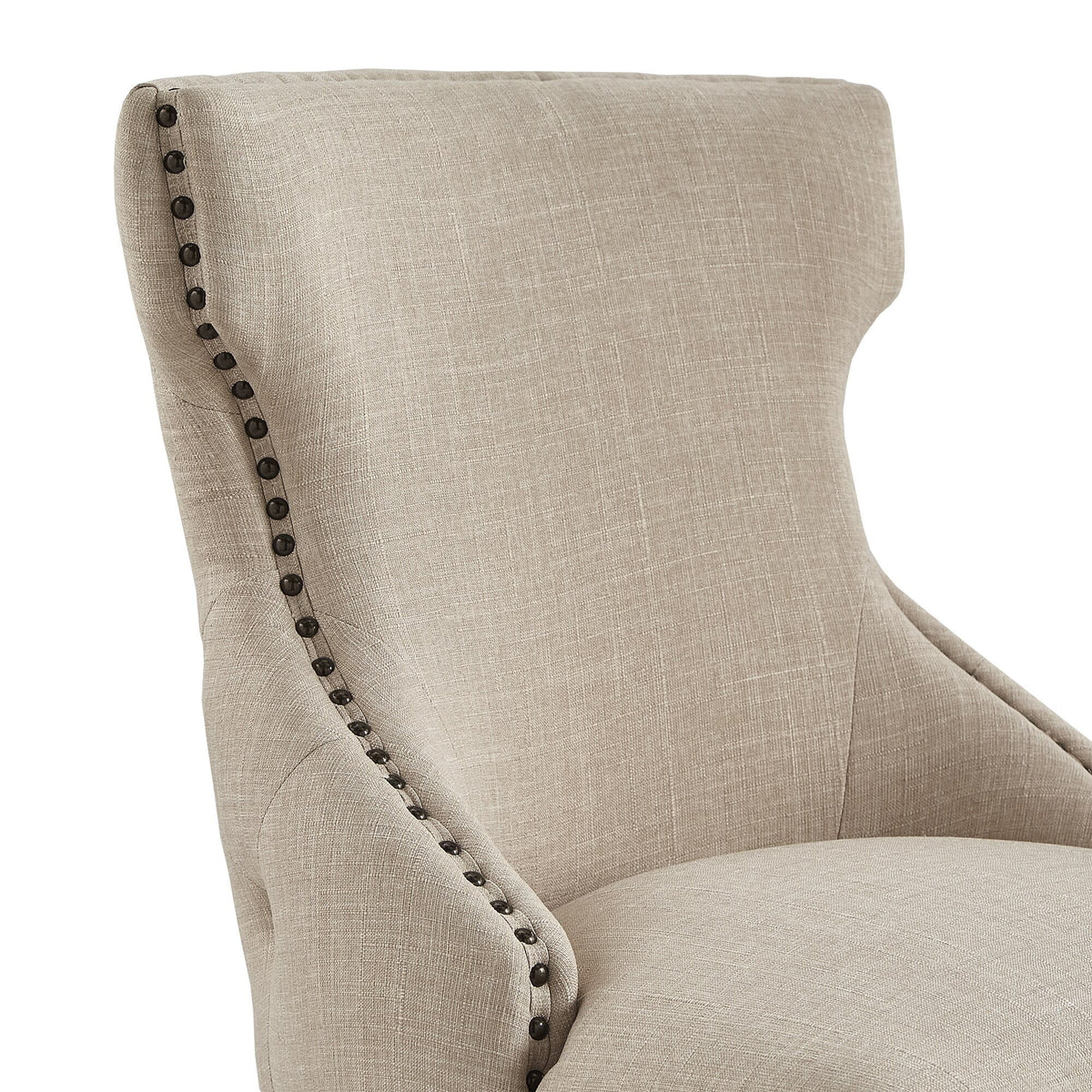 Beige Linen Upholstered Counter Height Stools, Set of 2 F9417