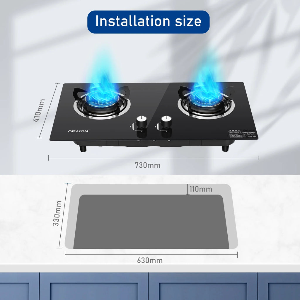 Double Burner Gas Stove Tempered Glass Cooktop U228