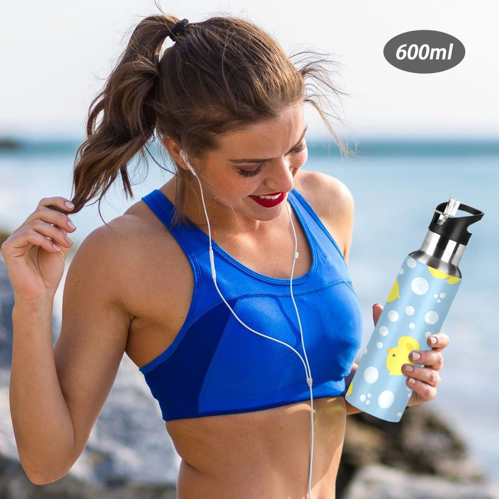 Blue Stainless Steel Insulated Water Bottle with Straw Lid C218