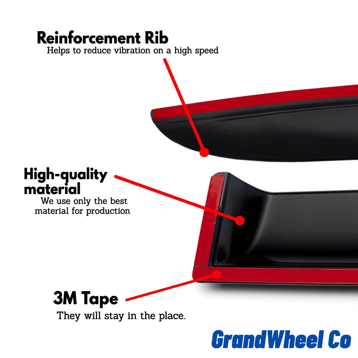 Smoke Tinted Tape-On Side Window Vent Visor Deflectors Rain Guards 4pcs Y5556