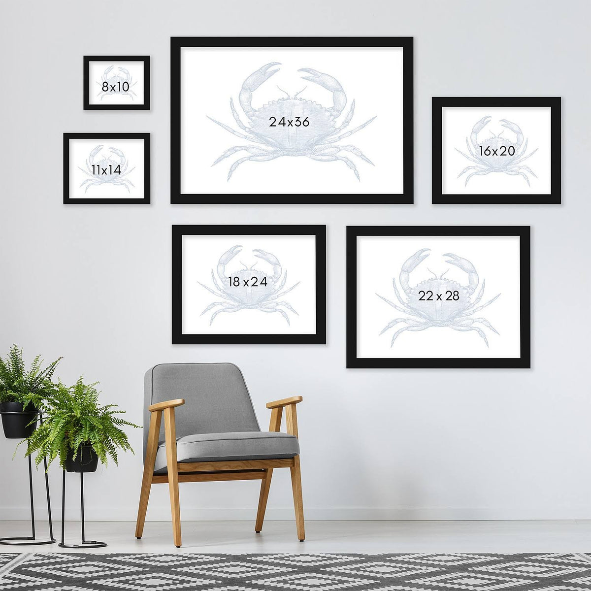 Black Frame Crab Quad Wall Art C99422