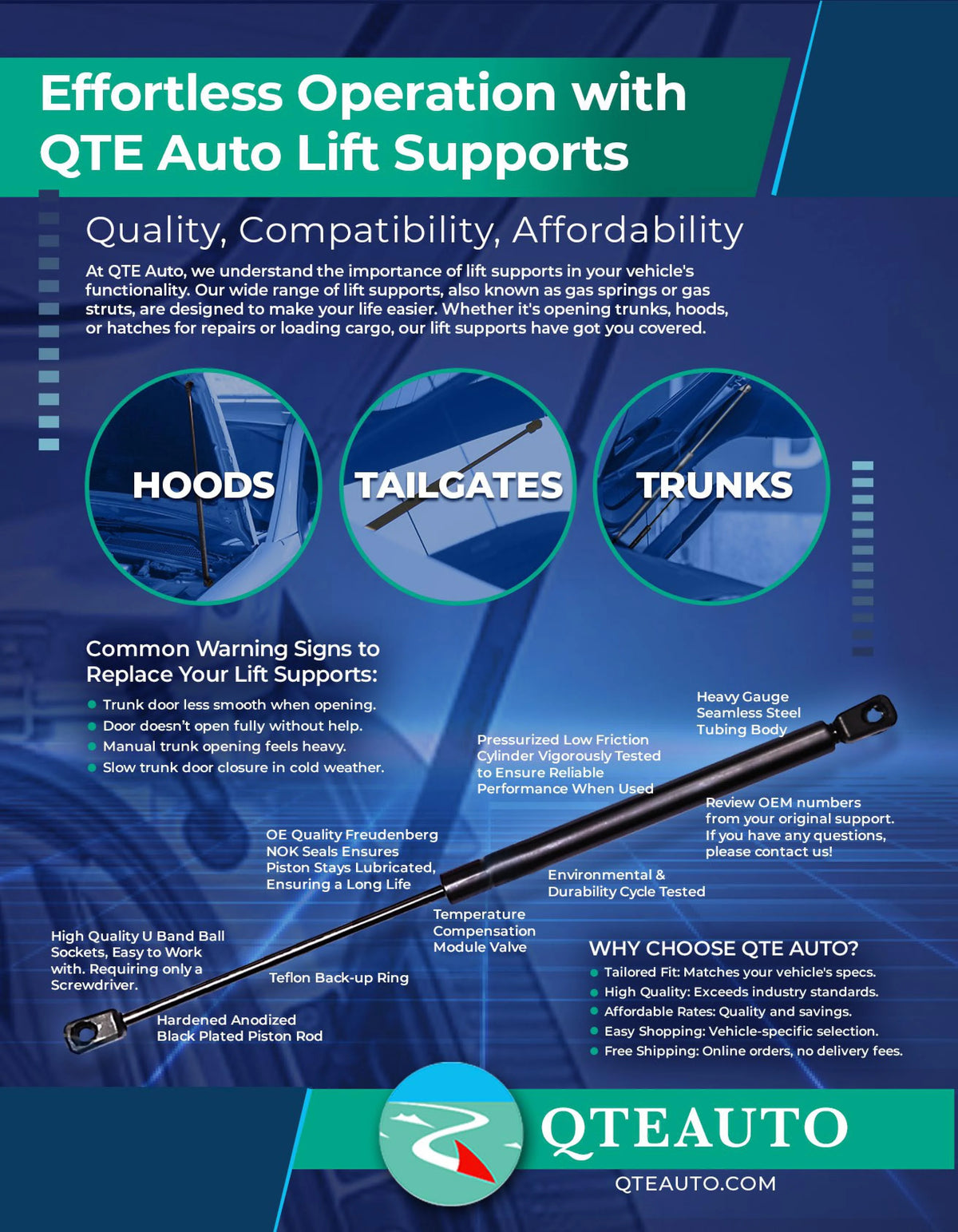 Pair of 2 Rear Tailgate Lift Support B6635