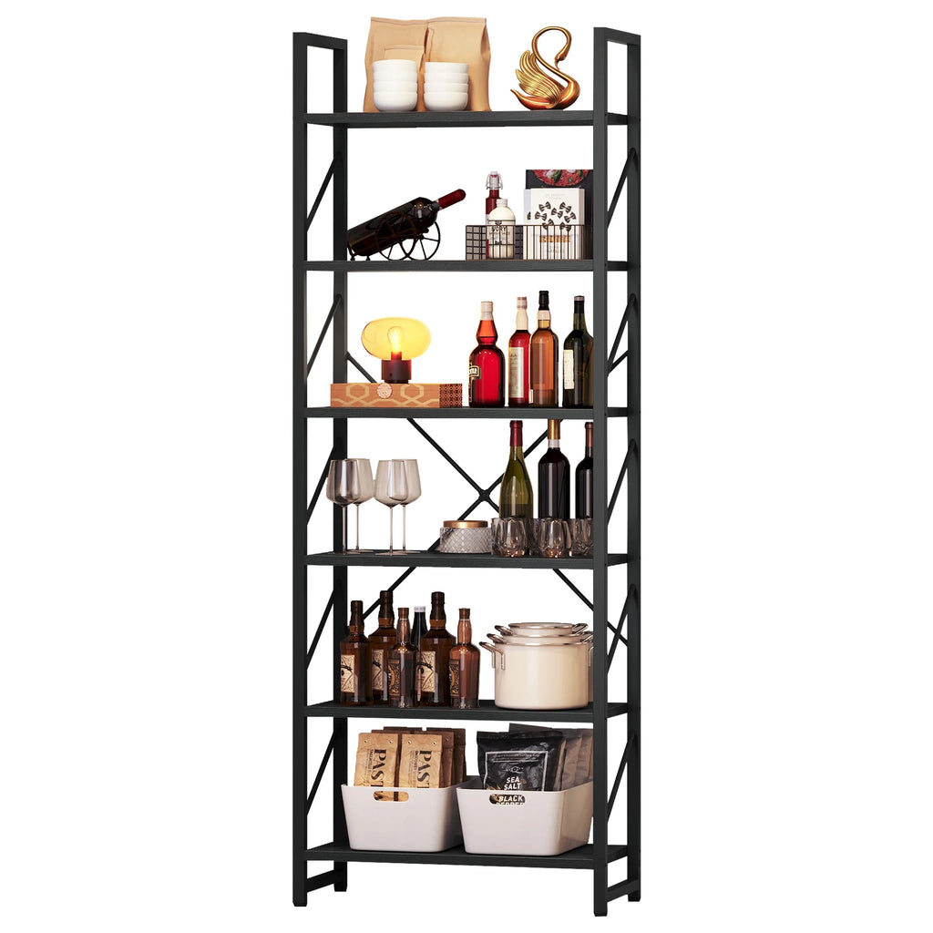 Black 6 Tiers Ladder Bookshelf W212