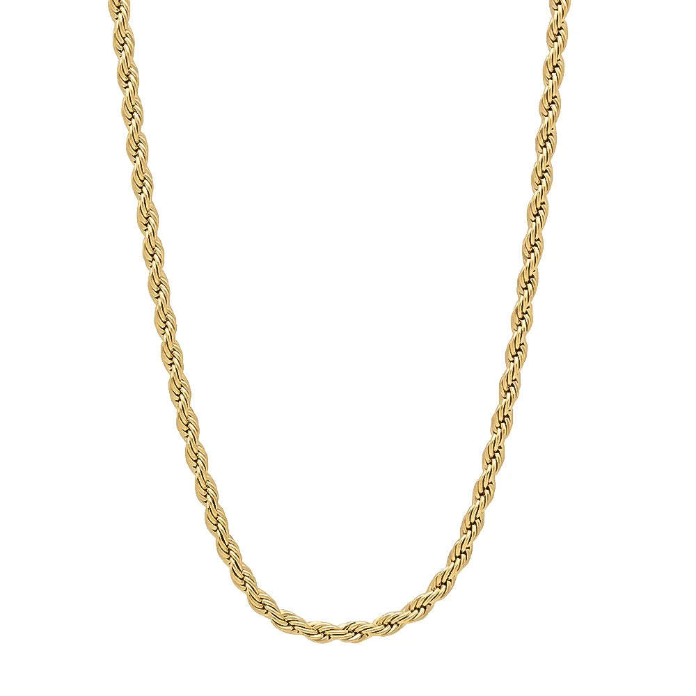 14k Yellow Gold Plated Twisted Rope Chain Necklace, 22 inches C830169